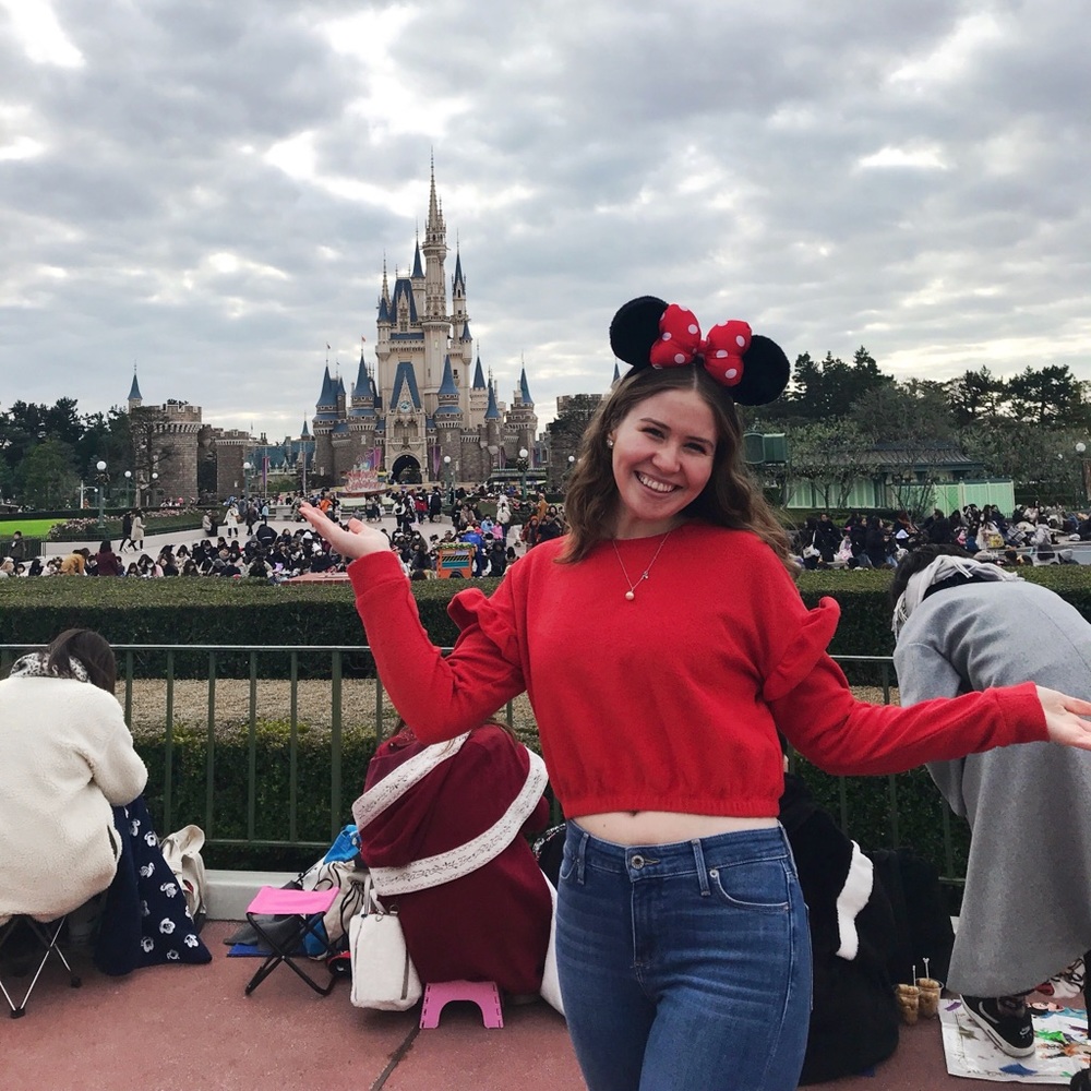 3/$15 Cropped Red Ruffle Sleeve Sweater - Picture 4 of 4
